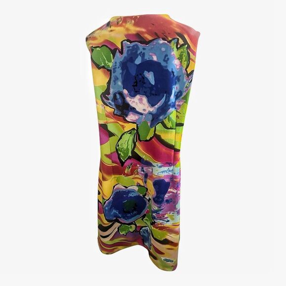 Peach Velvet Abstract Multicolor Dress Size 16 - Picture 6 of 6